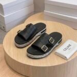 Celine embroidered leather slide Black