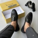 billionaire crocs effects leather shoes black