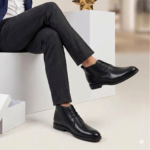 Clarks lace-up leather Chelsea boot Black