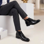 Clarks lace-up leather Chelsea boot shining Black