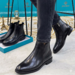 Clarks side buckled leather Chelsea boot Black