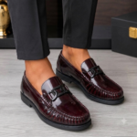 Tods chain-detail slip-on loafers leather burgundy