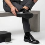 Astaire full-grain leather lace-up ankle boots shining black