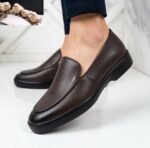 Astaire full-grain rough leather loafers coffee brown