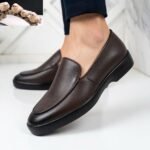 Astaire full-grain rough leather loafers coffee brown