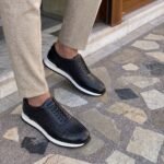 Berluti texture leather sneakers black