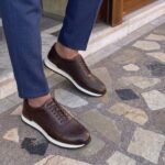 Berluti texture leather sneakers brown