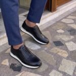 Berluti texture plain leather sneakers black