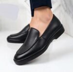 Astaire full-grain rough leather loafers black
