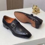 Richawannas forest monk strap in cognac black colourway