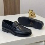Astaire full-grain penny leather loafers black